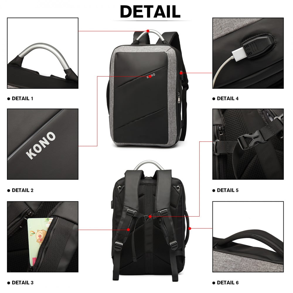 Rucsac laptop, geanta Kono cu USB pentru Laptop Business Casual E6870