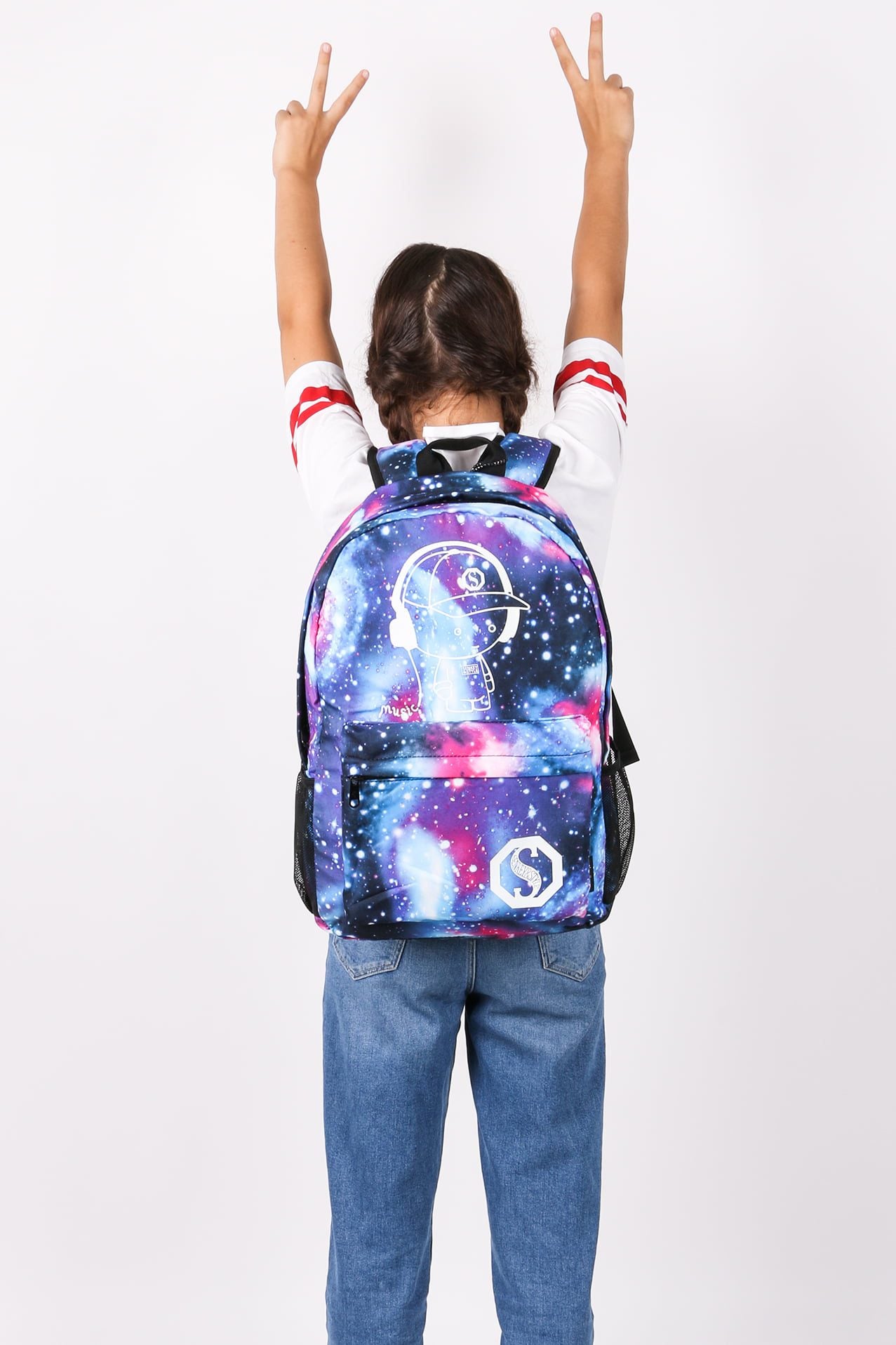 Rucsac dama, print galaxie si element reflectorizant, E6880
