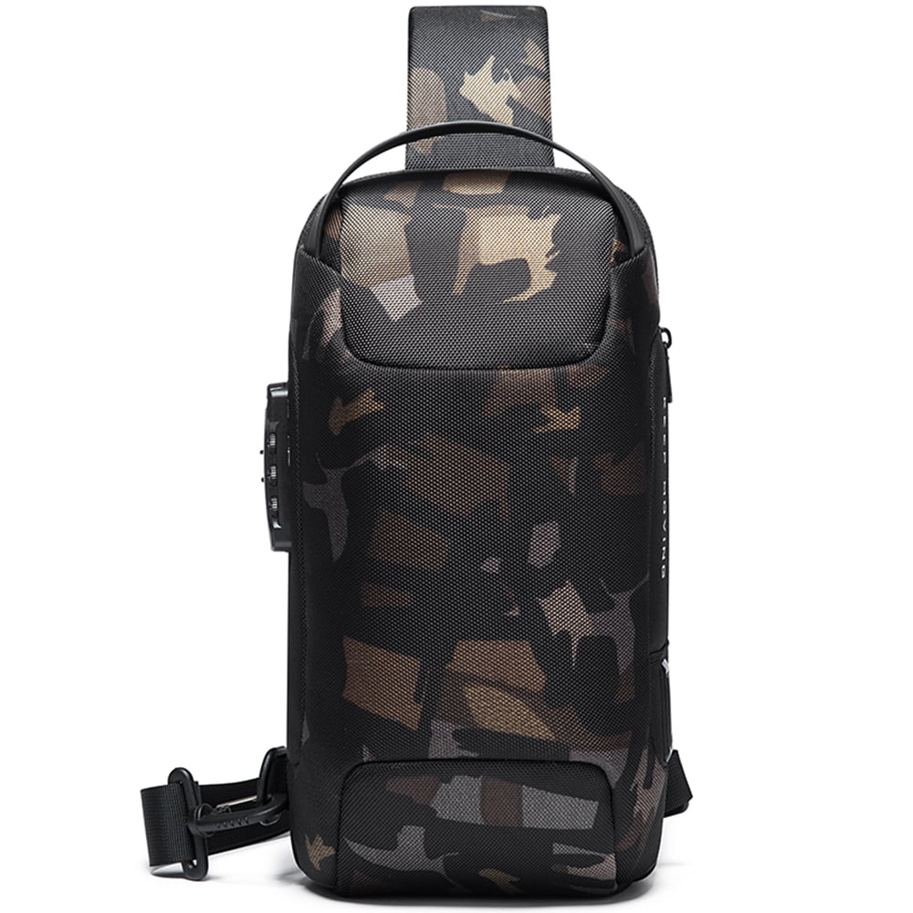 Geanta crossbody, tip rucsac, rezistent la stropi de apa, buzunar antifurt, lacat TSA si port USB, BANGE, BG22085