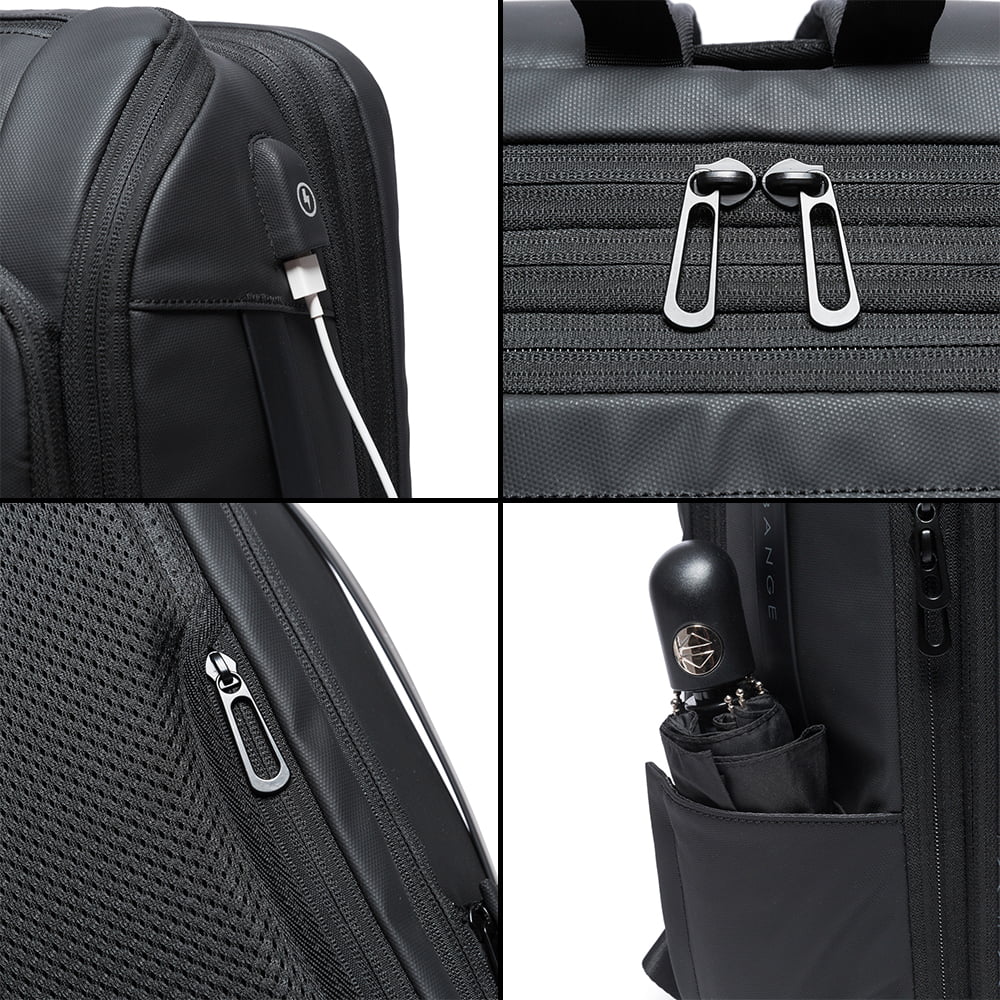 Rucsac laptop 15,6 inch si tableta, port USB, din poliester rezistent la stropi de apa, buzunar antifurt, potrivit pentru calatorii, unisex, BANGE, BG22005