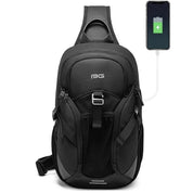 Geanta crossbody, tip rucsac, multifunctional, compartiment tableta, cu elemente reflectorizante, cu port USB, din poliester rezistent la stropi, unisex, BANGE, BG77120