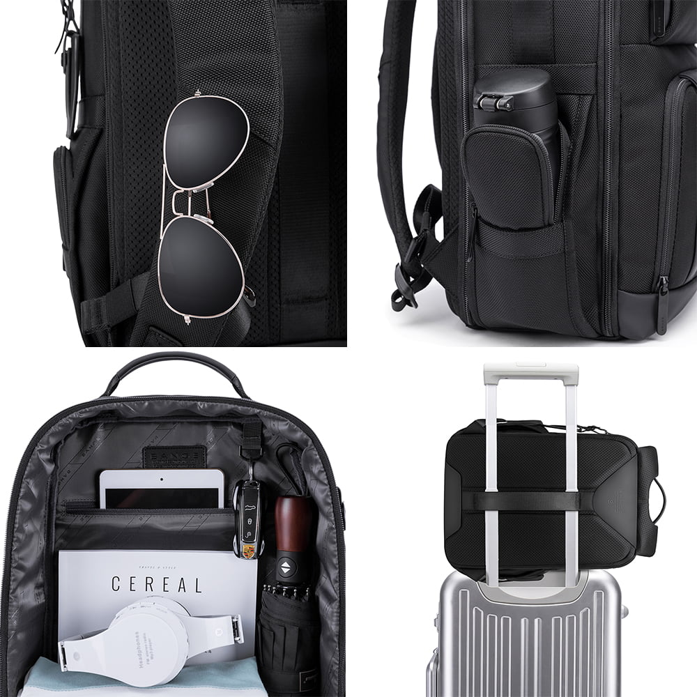 Rucsac calatorii, din microfibra, fixare de valiza, cu compartiment pentru laptop de 15.6 inch, BANGE BG-G61