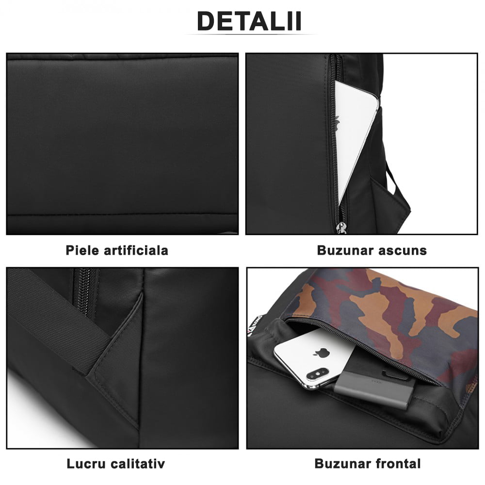 Ruscac dama, stil casual, din nylon, cu imprimeu camuflaj  E1977