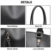 Geanta dama, set din 2 bucati, din piele ecologica, rezistenta la stropi, Miss Lulu LH6895